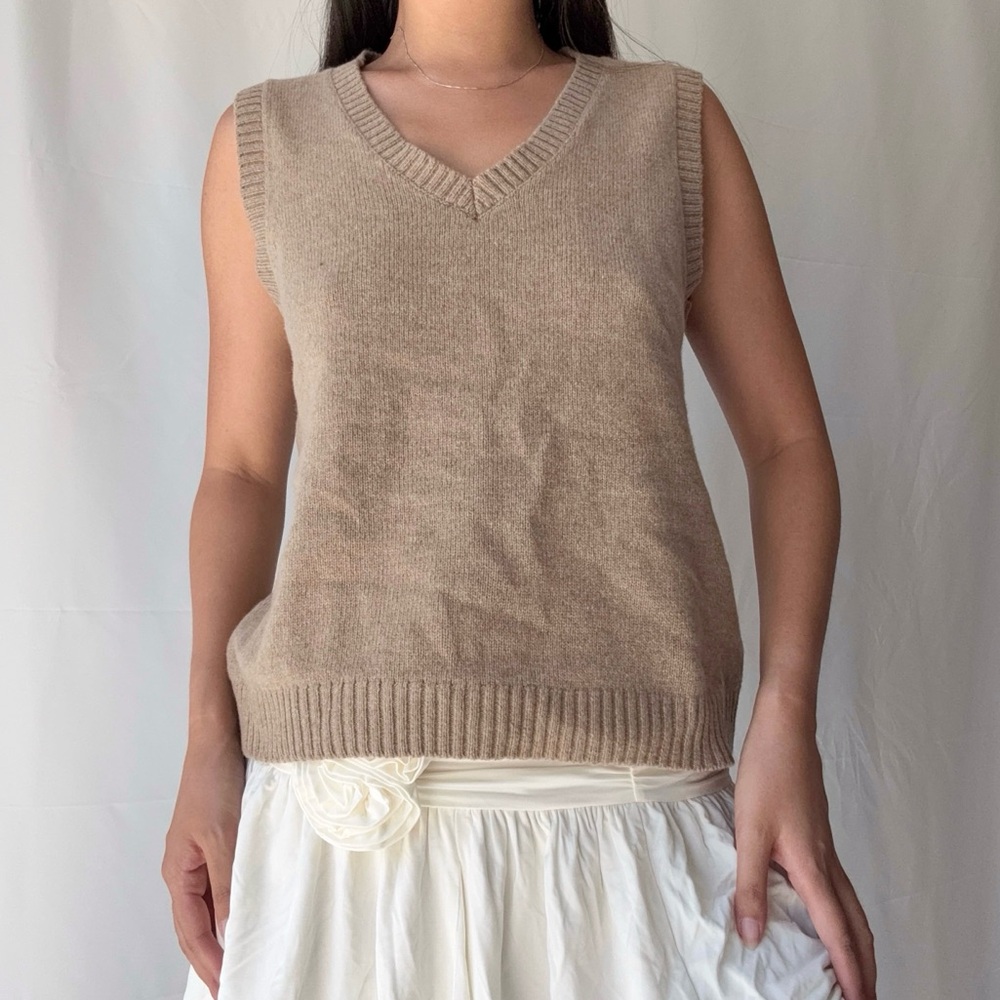 Sea salt Cornwall Wool Knit Vest in Tan